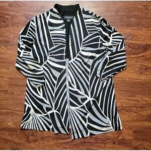 Perceptions New York Size 14 Shrug Cardigan Blouse Black Gray White